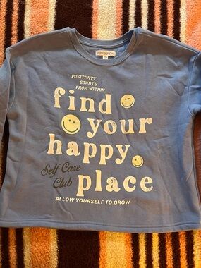 Brayson Social Blue 'Find Your Happy Place' Graphic Sweatshirt